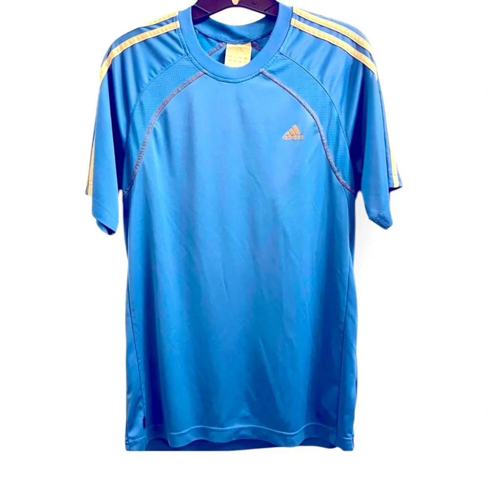 Adidas Mens 3 Stripe Jersey Light Blue